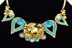 Disney Store London Necklace Princess Jasmine Aladdin Raja Crystal Gold BinBJ